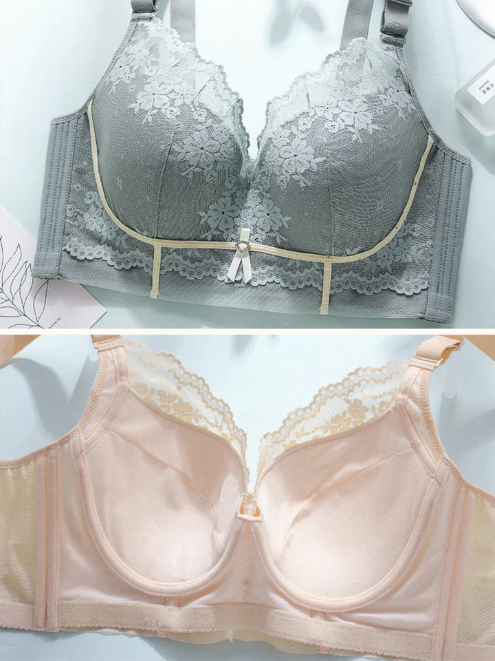 Pack of 3 V-Neck Lace Wireless Side Support Bra
