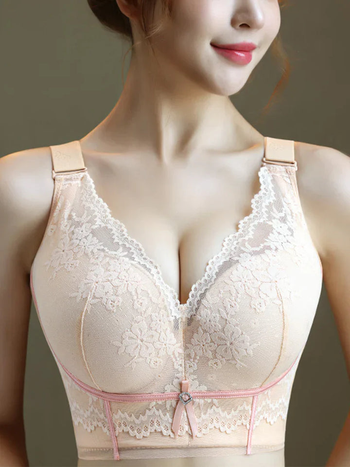 Pack of 3 V-Neck Lace Wireless Side Support Bra