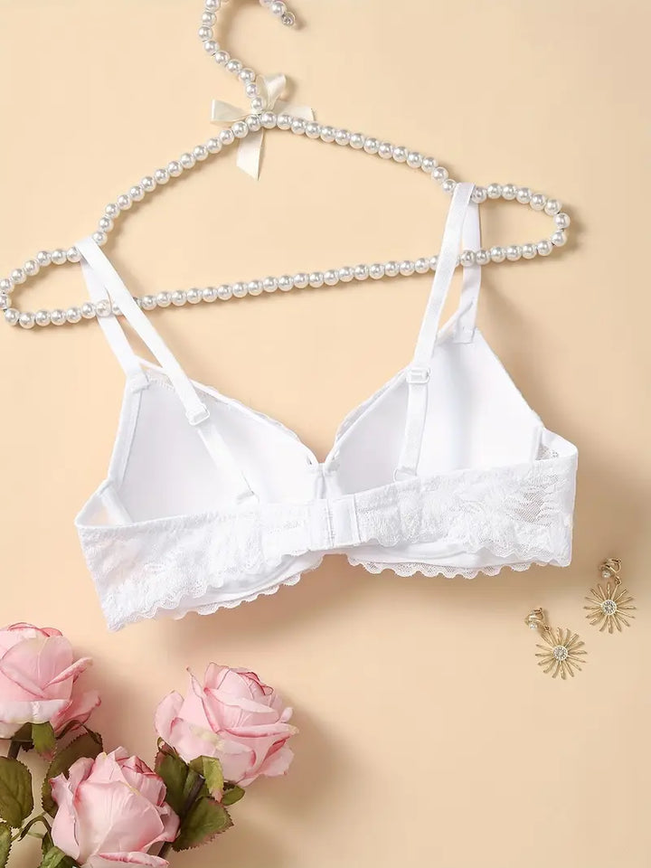 Contrast Lace Push Up Bra,