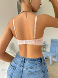 Contrast Lace Push Up Bra,
