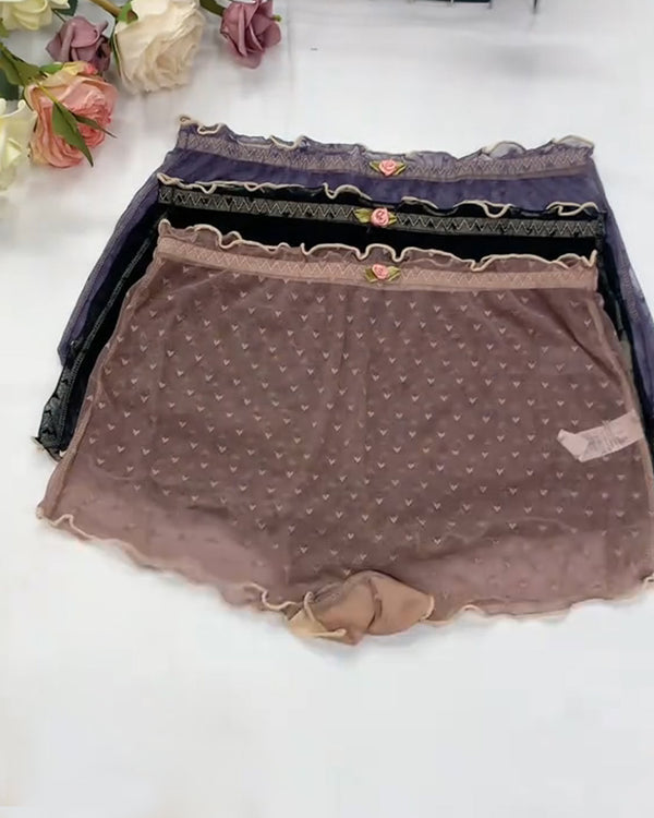 PACK OF 6: Multipack Women's Heart Lace Flower Decoration High Elastic Underwear