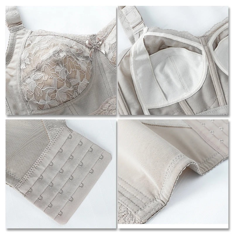 Pack of 3 Women's Big Size Full Coverage Floral Embrodiery Ultra-thin Bra