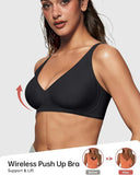 Pack of 3 Seamless Deep V Push-Up Wireless Bra