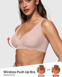 Pack of 3 Seamless Deep V Push-Up Wireless Bra