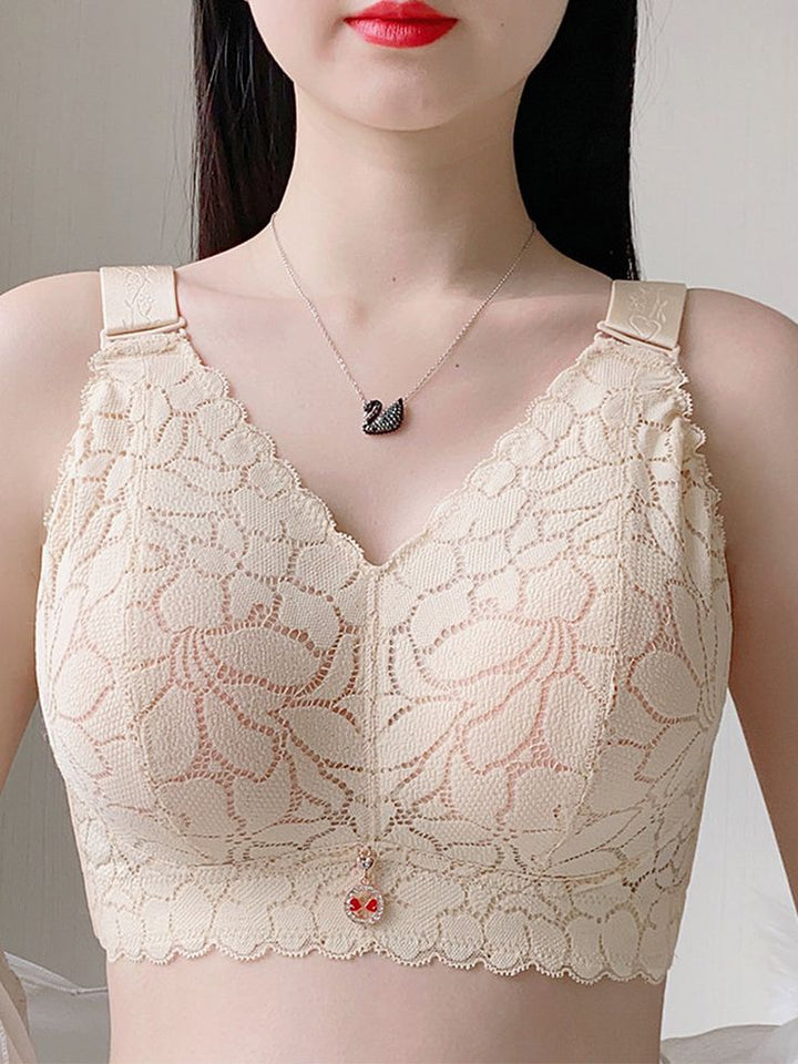 PACK OF 3 Women Bras Full Coverage Ultra-thin Flower Wireless Plus size Underwear