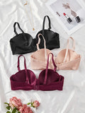 3 Pcs Solid Anti Sagging Half Cup Underwire Braa