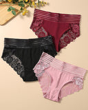 PACK OF 6: Women's Sexy High Waist Tummy Control Seamless Flower Lace Breathable Panties