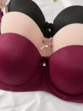 3 Pcs Solid Anti Sagging Half Cup Underwire Braa