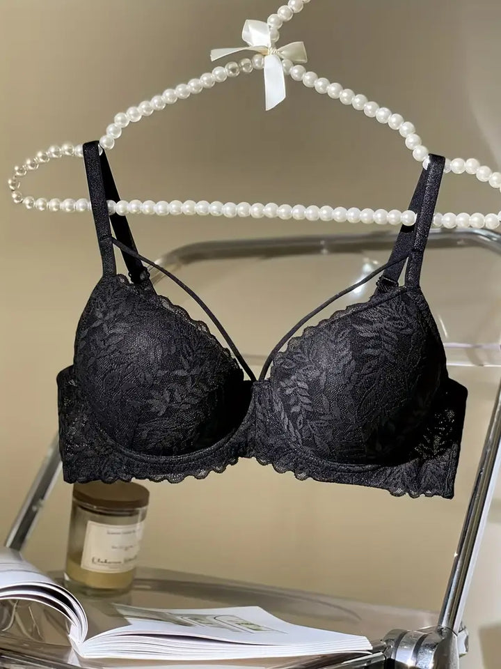 Contrast Lace Push Up Bra,