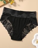 PACK OF 6: Women's Sexy High Waist Tummy Control Seamless Flower Lace Breathable Panties