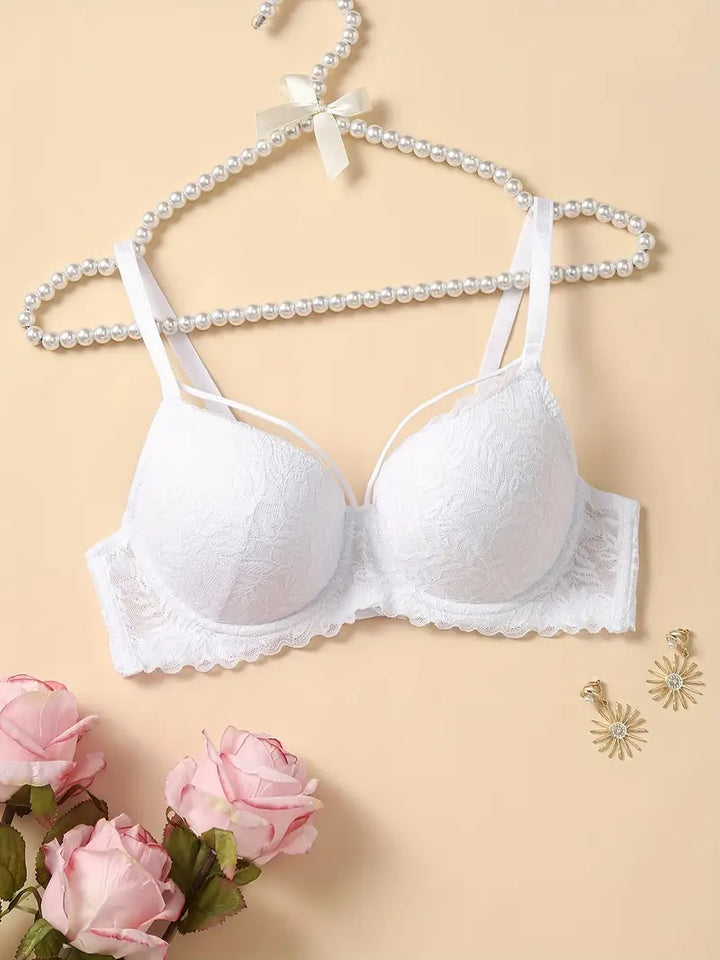 Contrast Lace Push Up Bra,