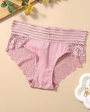 PACK OF 6: Women's Sexy High Waist Tummy Control Seamless Flower Lace Breathable Panties