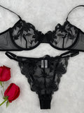 Embroidered Lingerie Set | Sexy Underwear | Black & White Lace Set