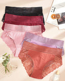 PACK OF 6: Women's Sexy High Waist Tummy Control Seamless Flower Lace Breathable Panties