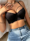 Contrast Lace Push Up Bra,