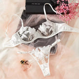 Floral Embroidery Lingerie Set | Satin & Lace Sexy Lingerie for Women