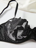 Floral Embroidery Lingerie Set | Satin & Lace Sexy Lingerie for Women