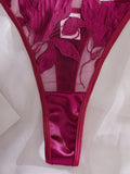 Floral Embroidery Lingerie Set | Satin & Lace Sexy Lingerie for Women