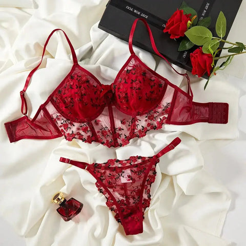 Floral Embroidery Sexy Lingerie Set | Lace Lingerie for Women