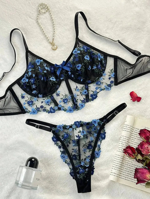 Floral Embroidery Sexy Lingerie Set | Lace Lingerie for Women