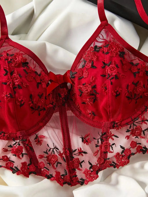 Floral Embroidery Sexy Lingerie Set | Lace Lingerie for Women