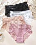 PACK OF 6: Women's Sexy High Waist Tummy Control Seamless Flower Lace Breathable Panties