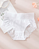 PACK OF 6: Women's Sexy High Waist Tummy Control Seamless Flower Lace Breathable Panties