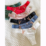 V-Shaped Metal Underwear Sports Waist High Panties for Women's