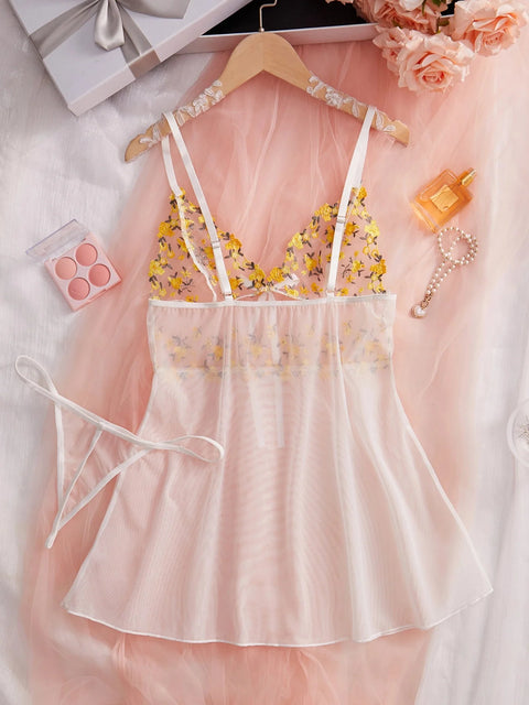 See-Through Lingerie Set with Transparent Nightdress