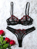 Two-Piece Embroidered Lingerie Set | Sexy Floral Lace Lingerie for Women