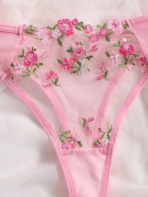 Two-Piece Embroidered Lingerie Set | Sexy Floral Lace Lingerie for Women