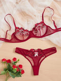 Two-Piece Embroidered Lingerie Set | Sexy Floral Lace Lingerie for Women
