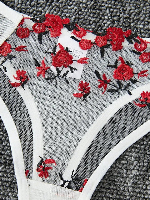 Two-Piece Embroidered Lingerie Set | Sexy Floral Lace Lingerie for Women