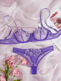 Two-Piece Embroidered Lingerie Set | Sexy Floral Lace Lingerie for Women