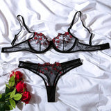 Two-Piece Embroidered Lingerie Set | Sexy Floral Lace Lingerie for Women