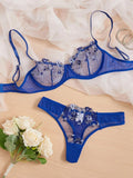 Two-Piece Embroidered Lingerie Set | Sexy Floral Lace Lingerie for Women