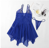 V-Neck Lace Lingerie Set with Open Front Nightie